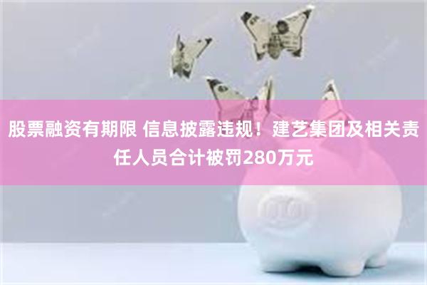 股票融资有期限 信息披露违规！建艺集团及相关责任人员合计被罚280万元