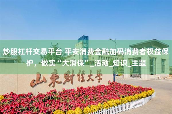 炒股杠杆交易平台 平安消费金融加码消费者权益保护，做实“大消保”_活动_知识_主题
