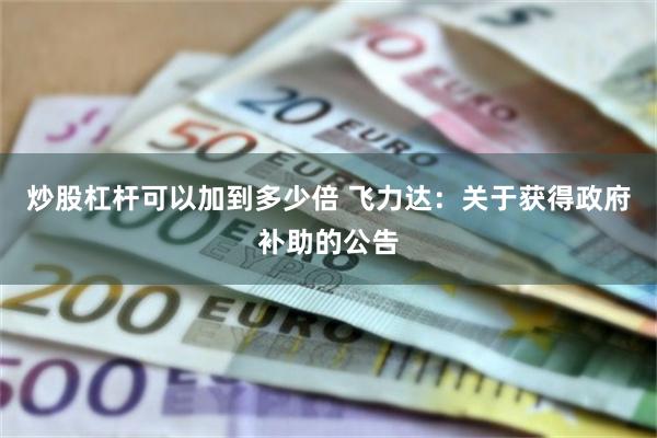 炒股杠杆可以加到多少倍 飞力达：关于获得政府补助的公告