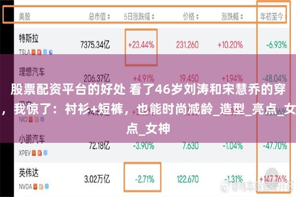股票配资平台的好处 看了46岁刘涛和宋慧乔的穿搭，我惊了：衬衫+短裤，也能时尚减龄_造型_亮点_女神