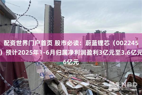 配资世界门户首页 股市必读：蔚蓝锂芯（002245）预计2025年1-6月归属净利润盈利3亿元至3.6亿元