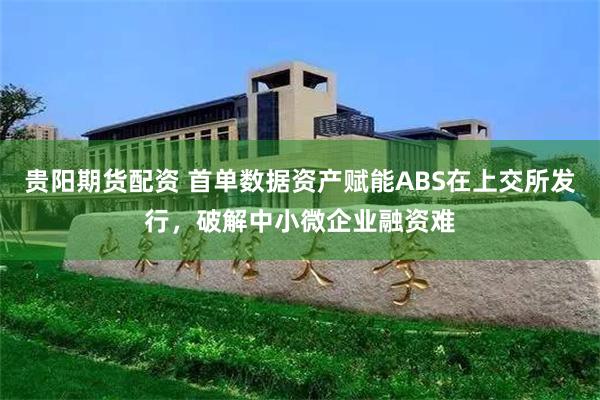 贵阳期货配资 首单数据资产赋能ABS在上交所发行，破解中小微企业融资难